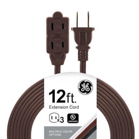 Ge Extension Cord, Indoor, 3 Outlets, Brown, 12 ft 51952